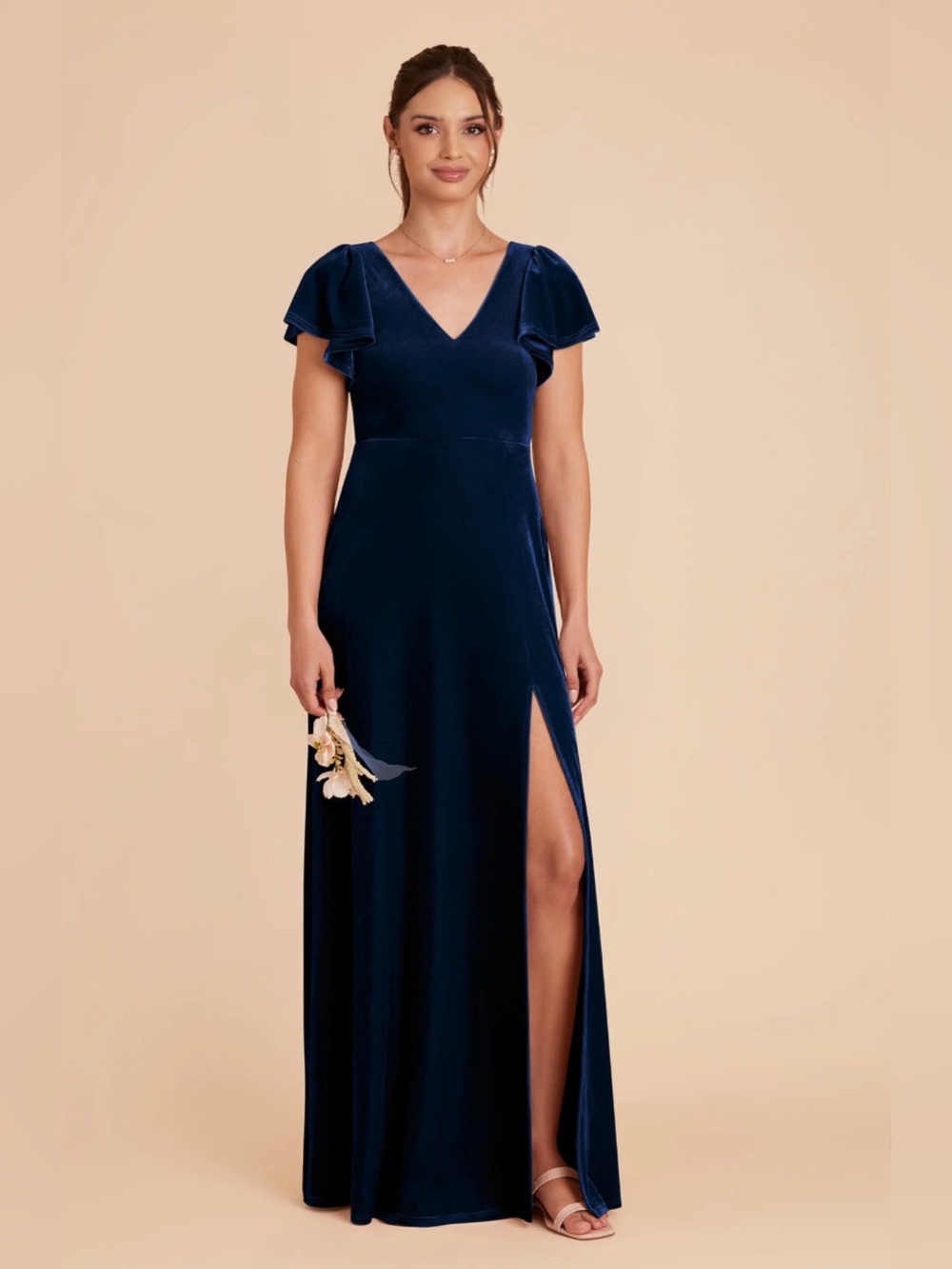Birdy Grey Hannah Velvet Bridesmaid Dress Navy Blue Size Large
